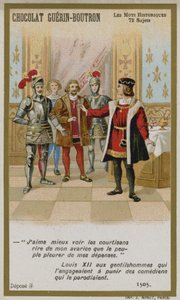 Chocolat Guerin-Boutron Trade Card, Historic Words Series by French School