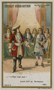 Chocolat Guerin-Boutron trade card, Historic Words series by French School