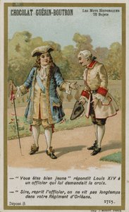 Chocolat Guerin-Boutron trade card, Historic Words series by French School