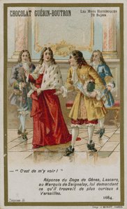 Chocolat Guerin-Boutron trade card, Historic Words series by French School