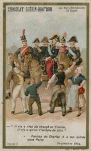 Chocolat Guerin-Boutron trade card, Historic Words series by French School