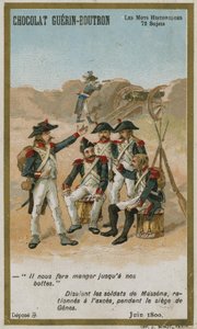 Chocolat Guerin-Boutron trade card, Historic Words series by French School