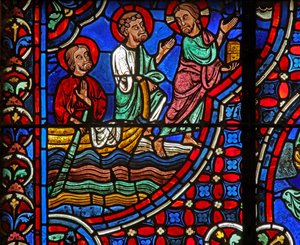 Christ walks on water by French School