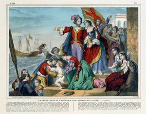 Christopher Columbus Departs for the New World by French School