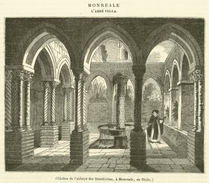Cloister of the Benedictine Abbey, in Monreale, Sicily by French School