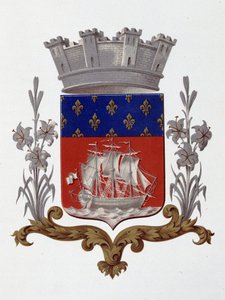 Coat of arms of the City of Paris: Royalty (Louis XVIII and Charles X) - Letters Patent dated 20 December 1917 - in “Armorial National de France”, by H. Traversier, Paris by French School