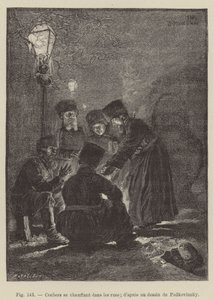 Coachmen Warming Themselves in the Streets (engraving) by French School