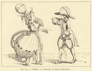 Hairstyles and Clothes in the Balloon (caricature) (engraving) by French School