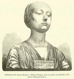 Collection of M Gustave Dreyfus, Beatrix of Aragon, Marble Bust from the Fifteenth Century (engraving) by French School