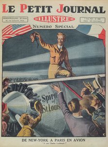 Colonel Charles Lindbergh (1902-74) on His Arrival at Le Bourget Airport After the First Transatlantic Flight from New York to Paris on the 21st May 1927, Cover of Le Petit Journal, 5th June 1927