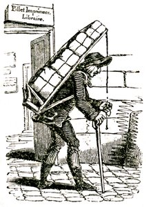 Commissionaire in the 19th Century Leaving the Bookseller Pillet in Paris, Carrying a Load of Books
