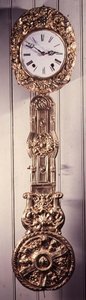 Comptoise clock with pressed brass surround to the dial, (detail) by French School