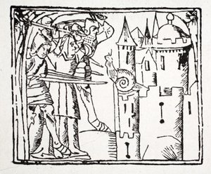 Confrontation Between the Gendarmerie with a Woman and a Snail by French School