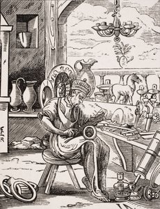 Coppersmith, reproduction of a woodcut by Jost Amman from 
