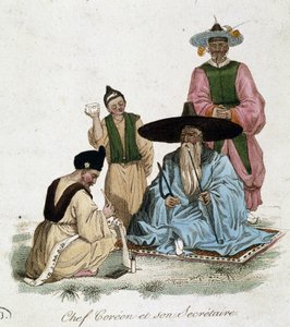 Coreen chef and his secretary (engraving) by French School
