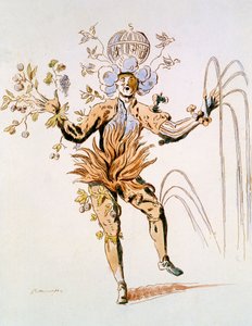 Costume Design for the four elements in a 17th century courtly ballet, facsimile made by Guillaumot fils