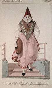 Costume of a young girl from Bugard in the French Pyrenees by French School