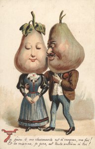 Couple with pear heads
