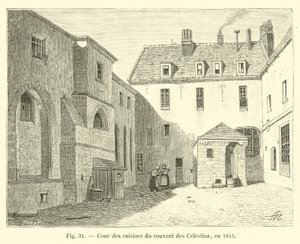 Kitchen courtyard of the Celestins convent, in 1845 by French School