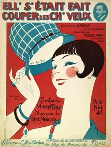 Cover for the music score, She had her hair cut, 1924 by French School