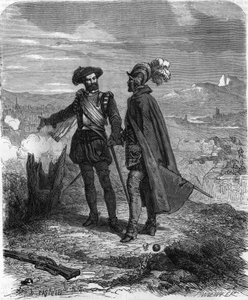 Crillon and Maximilian of Bethune, Duke of Sully, during the Savoy siege (1600-1601). In “Histoire Populaire de la France”, engraving of the 19th century