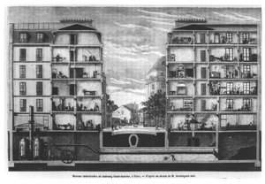 Cross-Section of Industrial Houses at Faubourg Saint-Antoine in Paris, Illustration from Le Magasin Pittoresque, 1885 by French School