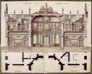 Cross-Sectional Plan of the Chateau de Marly by French School
