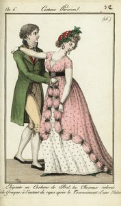 Dancers at a Ball Doing a Turn in a Waltz by French School