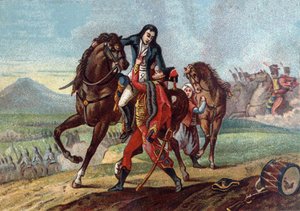 Death of General Charles Antoine Desaix de Veygoux (1768-1800) in the arms of the son of Consul Lebrun at the Battle of Marengo by French School