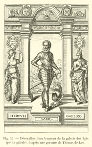 Decoration of a pier glass in the gallery of Kings, small gallery, after an engraving by Thomas de Leu by French School