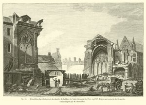 Demolition of the refectory and chapter of the Saint-Germain des Pres abbey, in 1797, after a gouache by Demachy, communicated by M Bonnardot by French School