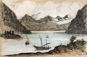 Description of the different types of landscapes and reliefs according to geography: (detail) depicting Lake Geneva. Plate 
