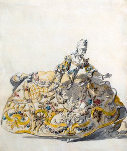 Design for a ladies gown, 1780s by French School