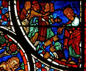 Detail from a Window Depicting the Parable of the Good Samaritan: Moses Throws Down the Tablets by French School