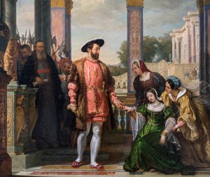 Diane de Poitiers implores the grace of her father to Francis I (detail)
