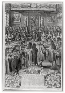 Dinner of Louis XIV at the Hotel de Ville, 30th January 1687, from Calendar of the Year 1688 by French School