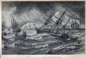 Discovery of Canada: Cod fishing on the Grand Bank of Newfoundland. In La Nouvelle France by Eugene Guenin. by French School