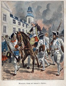 Discover Canada: Louis Joseph de Montcalm (1712-1759) French General Injured During the Siege of the City of Quebec by the English and Brought Back to Quebec in 1759. Engraving from the End of the 19th Century in La Nouvelle France by Eugene Guenin by French School