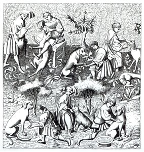 Diseases of Dogs and Their Cure, after a Miniature in the Manuscript of Gaston de Foix by French School