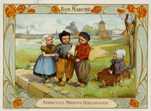 Dutch Children Looking at Sailing Boat by French School