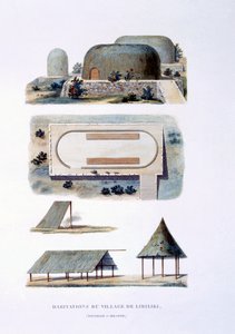 Dwellings in Likiliki Village, New Ireland, 1826 by French School