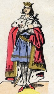 Dynasty of the Capetians: Portrait of Louis IX of France (1214-1270) king of the Franks from 1226 to 1270. Epinal imaging from the end of the 19th century. Private collection. by French School