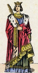 Dynasty of the Capetians: Portrait of Louis X called the Hutin (1289-1316), King of the Franks from 1314 to 1316. Epinal imaging from the end of the 19th century. Private collection.