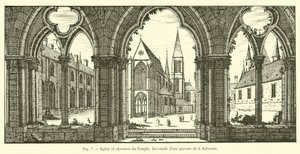 Temple Church and charnel houses, facsimile of an engraving by I. Sylvestre by French School
