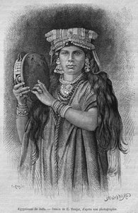 Egyptian women of Jaffa, from La Syrie daujourdhui. Voyages dans la Phenicie, le Liban et la Judee. 1875-1880 by Louis Charles Emile Lortet, 1884 by French School