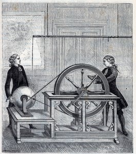 Electric machine (Generator) by Francis Hauksbee (1666-1713) perfected by Boze l