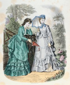 Elegant Women in a Garden, from La Mode Illustrée, 1871 by French School