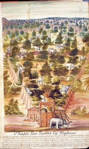 Elephant Hunt in Siam, from an account of the Jesuits in Siam, 1688