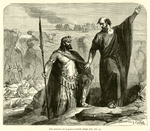 Elijah announces rain to Ahab by French School