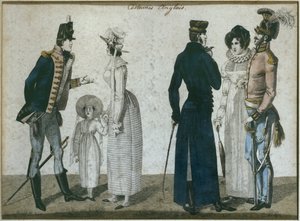 English costumes by French School